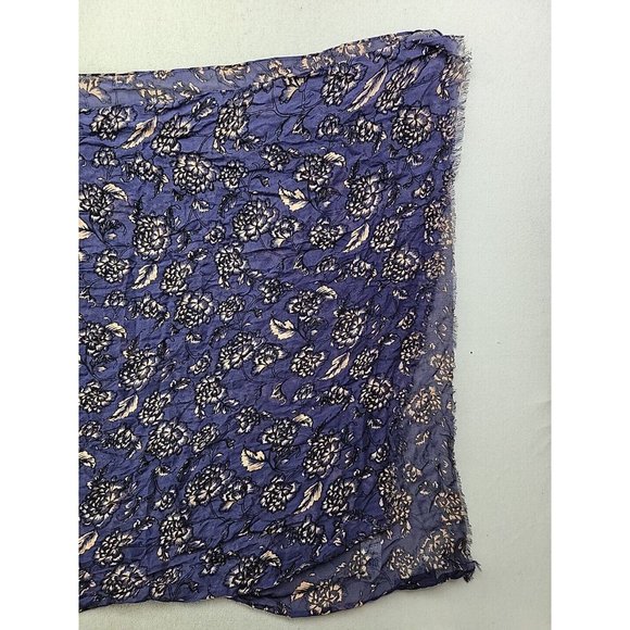 NEW Banana Republic Factory Women OS Long Rectangle Scarf Navy Floral Fringe - Picture 4 of 9